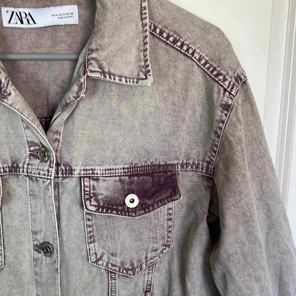 Zara Washed Effect Denim Jacket. - image 5